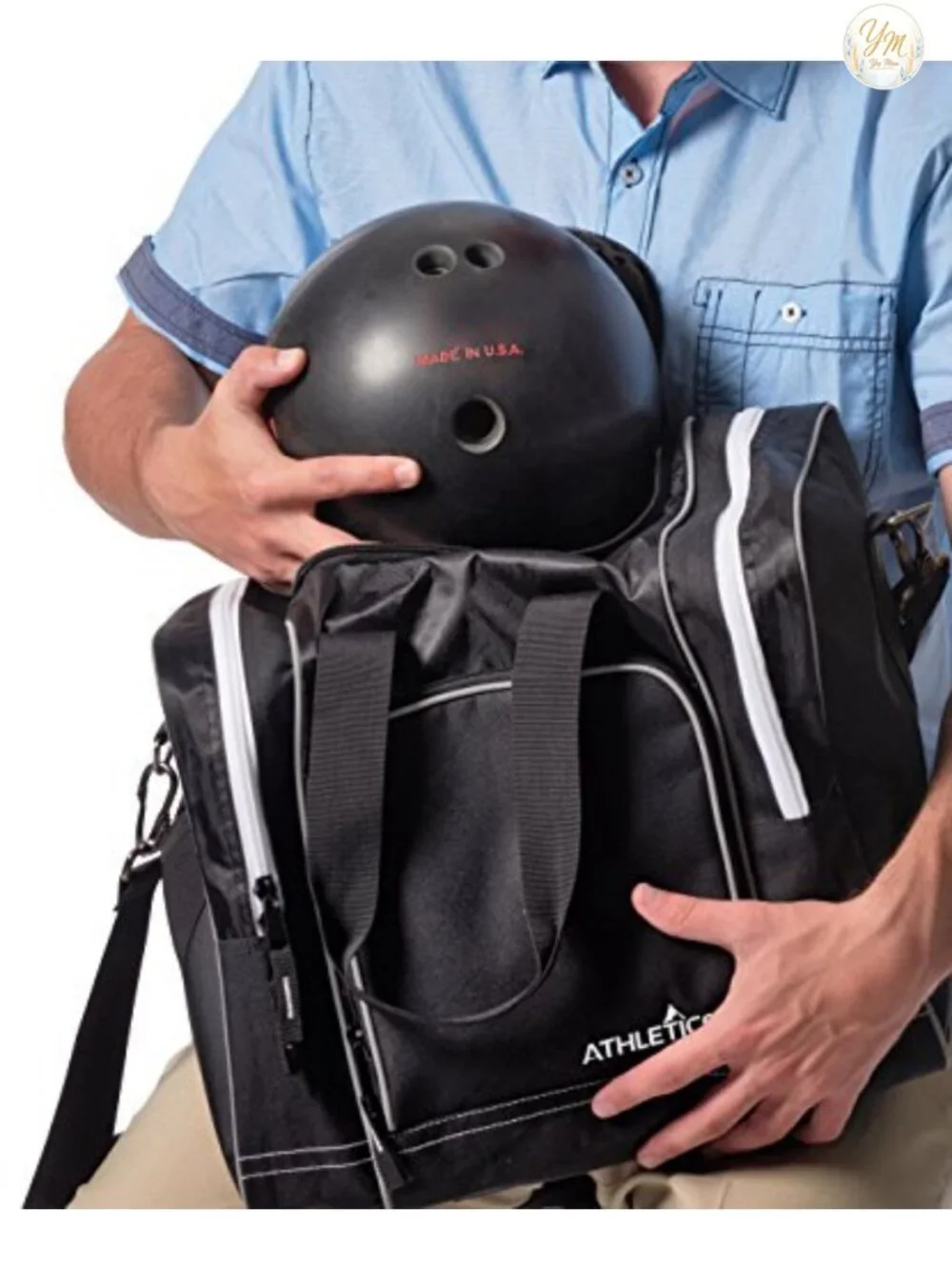 Bowling Tote Bag with Padded Ball Holder, Fits Shoes Up to Size 15